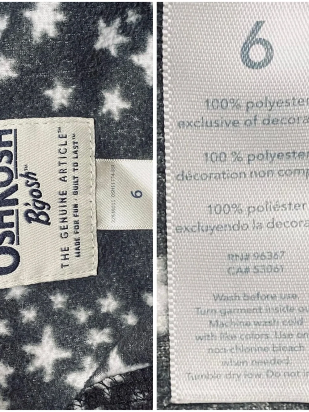 OshKosh B'gosh Girls Size 6 Gray and Pink Star Long Sleeve Quarter Zip Pullover